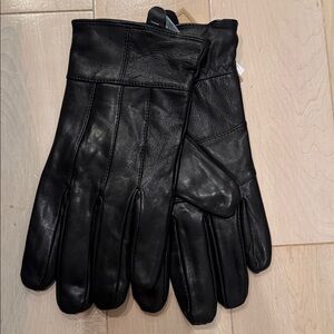 Genuine Soft Leather Black Gloves 💯 wool lined mens Large